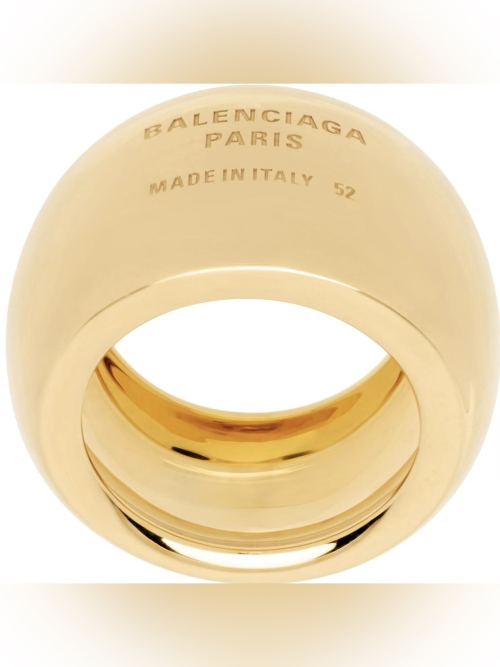Balenciaga Gold Polished Dome Ring - Women's Designer Band